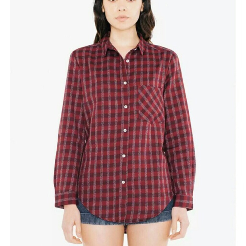 American Apparel Red & White Plaid Frankie Shirt!